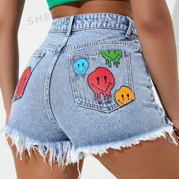 Shein Raw Hem Denim Shorts - Picture 1 of 11